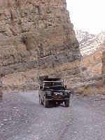 Land Rover series III 109 3 door with roof rack, safari roof - rebuilt and exported to Seaside california - seen here driving through Titus Canyon