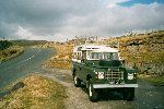 Jeffrey Johnson - touring the UK in his refurbished series IIA 109 landRover - prior to export to the United States