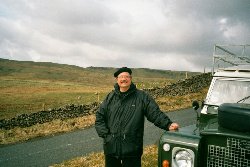 Jeffrey Johnson - touring the UK in his refurbished series IIA 109 landRover - prior to export to the United States