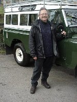 Jeffrey Johnson - touring the UK in his refurbished series IIA 109 landRover - prior to export to the United States