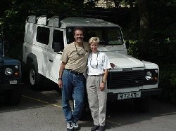 PV and wife Kim collecting their Land Rover 110 defender hard top